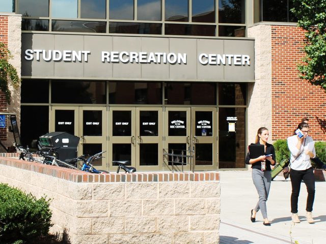 students leave the Recreation Center