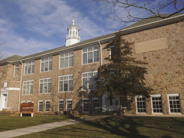 brown brick facade of Spheen Hall