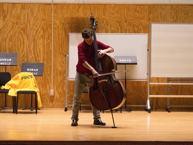 student performs in recital hall