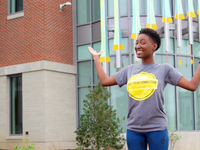 Alexia outside business building