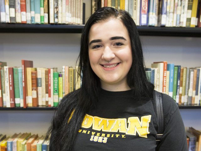 Writing arts major Kaitlyn at Rowan University Campbell Library