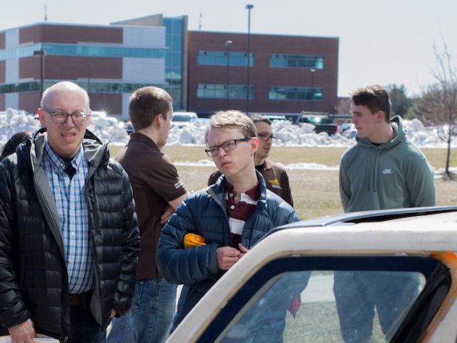 College of engineering students on a campus tour