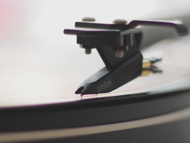 a music record on a record player