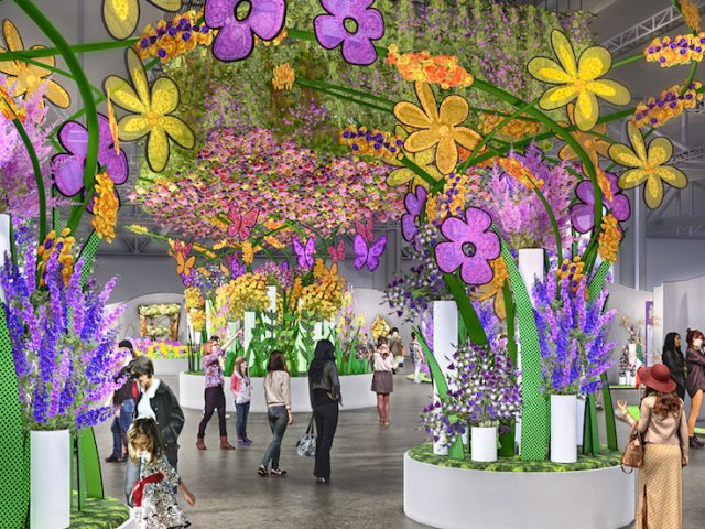 A rendering of the 2019 Philadelphia Flower Show Entrance Garden, which features nearly 8,000 flowers. — Photo courtesy GMR Design