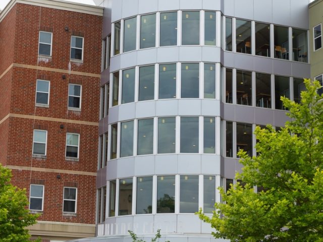 A view of the outside of the Whitney Center.