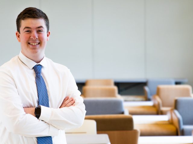 Rowan political science major Jason Brooks inside Business Hall