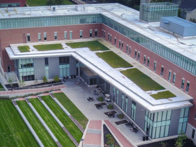 Outside of Business Hall on Rowan's main campus