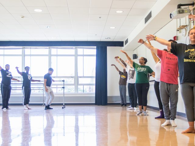 wide shot of students in their Elements of Dance class