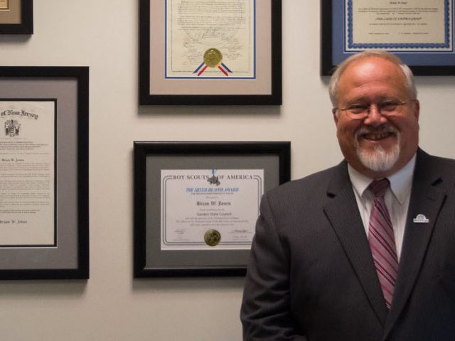 Rowan alumnus Brian W. Jones at the First National Bank of Elmer, where he is President and CEO