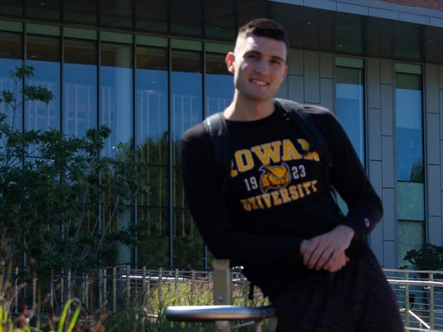 Rowan international student and marketing major Marko Minic outside Business Hall