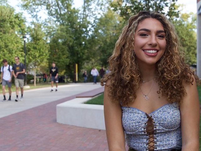 Psychology major Gianna Witasick photographed outside on Rowan's campus