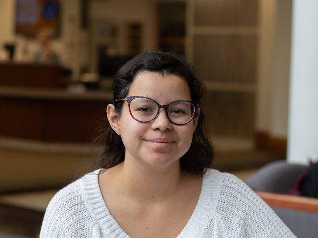 Mariana Cardenas, a senior Psychology major at Rowan, pictured in the Chamberlain Student Center