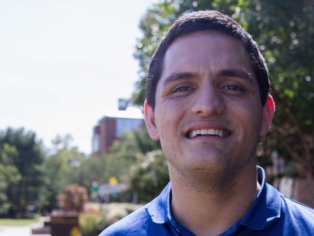 Rowan Psychology major Matt Corsi outside Esby Gym