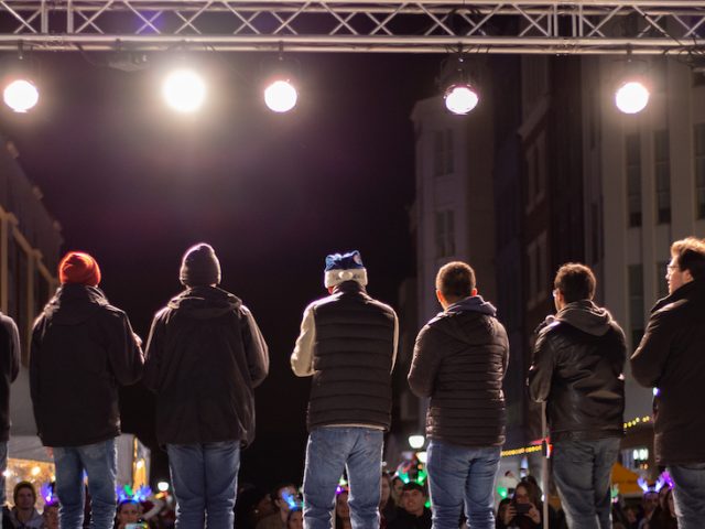 An outdoor shot from the annual Boro in Lights Festival