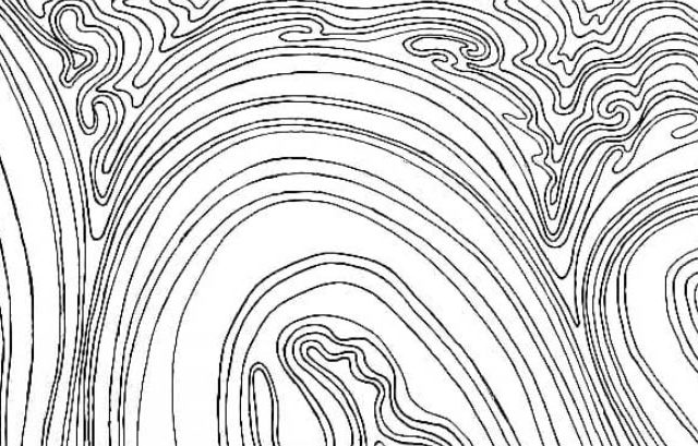 a swirly line drawing by Doug Jones, a Biomedical Art and Visualization student at Rowan University.