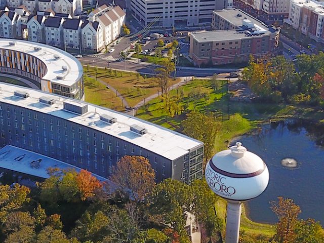 Drone photo of Rowan's Glassboro Campus