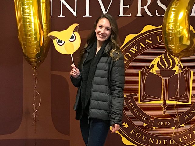 Photo of future Prof Amanda visiting Rowan.