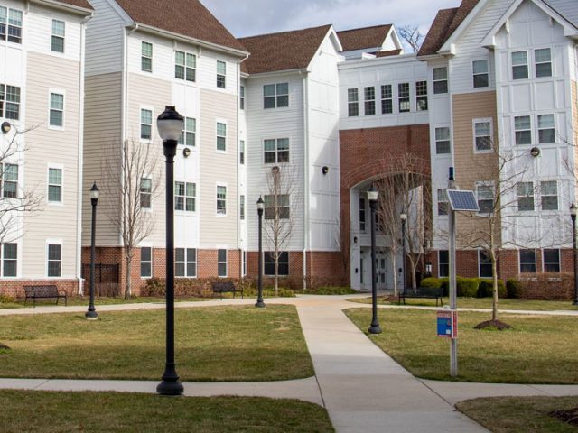 Exterior shot of Rowan Boulevard Apartments.