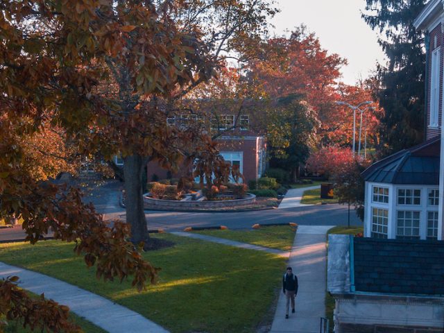 Exterior shot of campus walking paths.