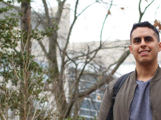 David outside of the Engineering building.