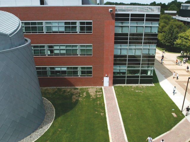 Drone photo of Science Hall.