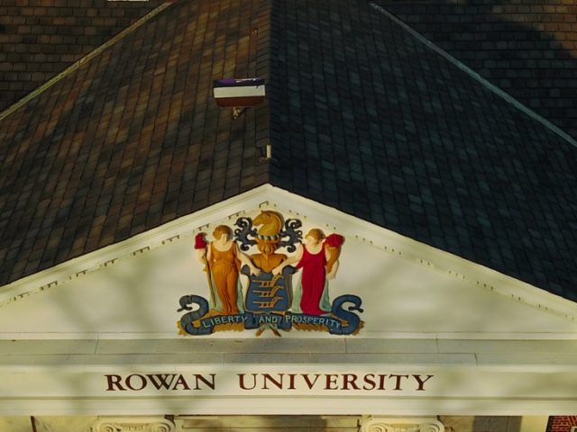 Close up of top of Bunce Hall.