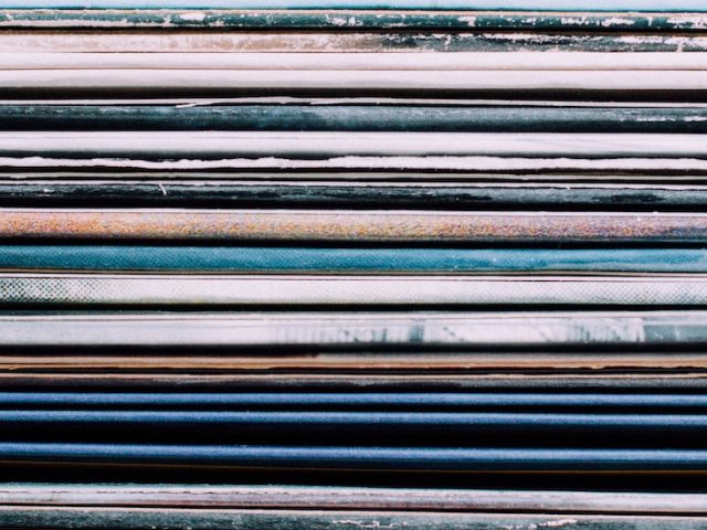 Stock photo of vinyl album covers