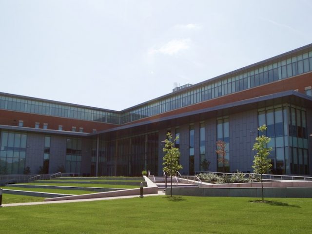 Business Hall shines under the sun.