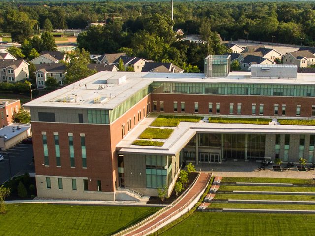 Drone shot of Business Hall.