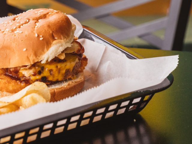 A burger basket at The Gentle Giant.