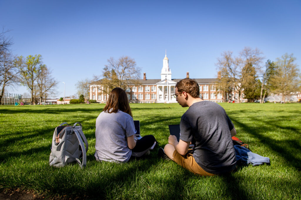 Students study on Bunce Green.