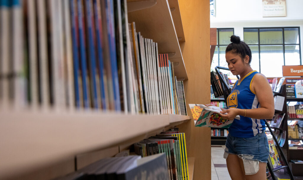 Student reading a book