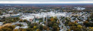 A drone view of Rowan Boulevard.