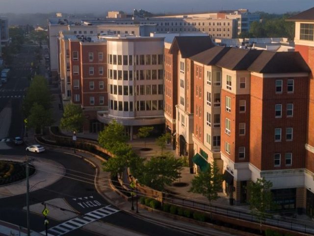 An aerial view of Rowan Boulevard.