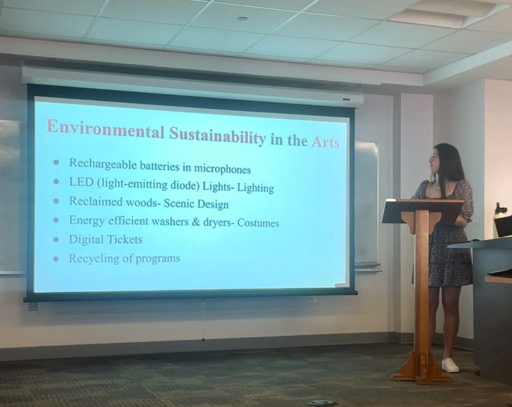 Jordyn giving a speech on Sustainability within the Performing Arts.