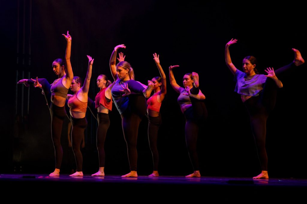 Company members performing in the closing piece "Earth vs. Air vs. Fire vs. Water" choreographed by Jordyn Dauter.