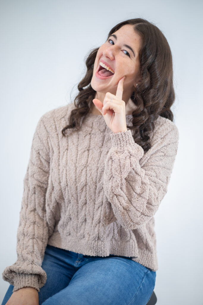 Jordyn Dauter posing with her finger on her cheek, like she is thinking.