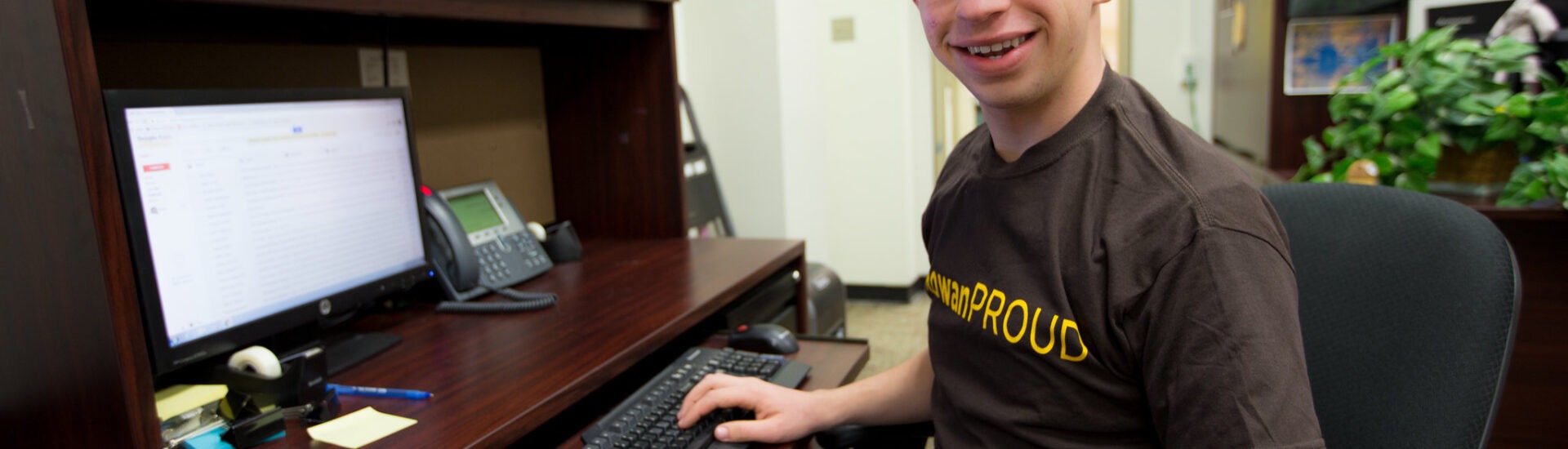 Student completing coursework for an online master’s in special education with certification.