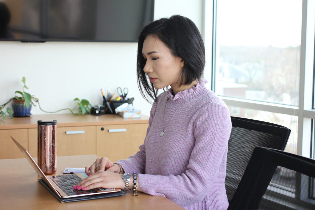 Online MBA Student Studying at Work