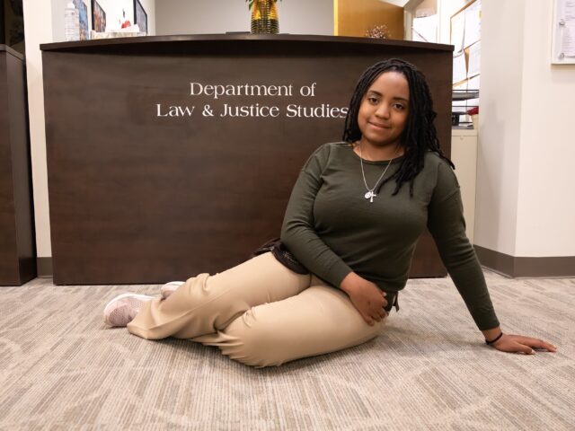 Rowan University student in the Department of Law & Justice Studies, preparing for an online bachelor’s degree in criminal justice.
