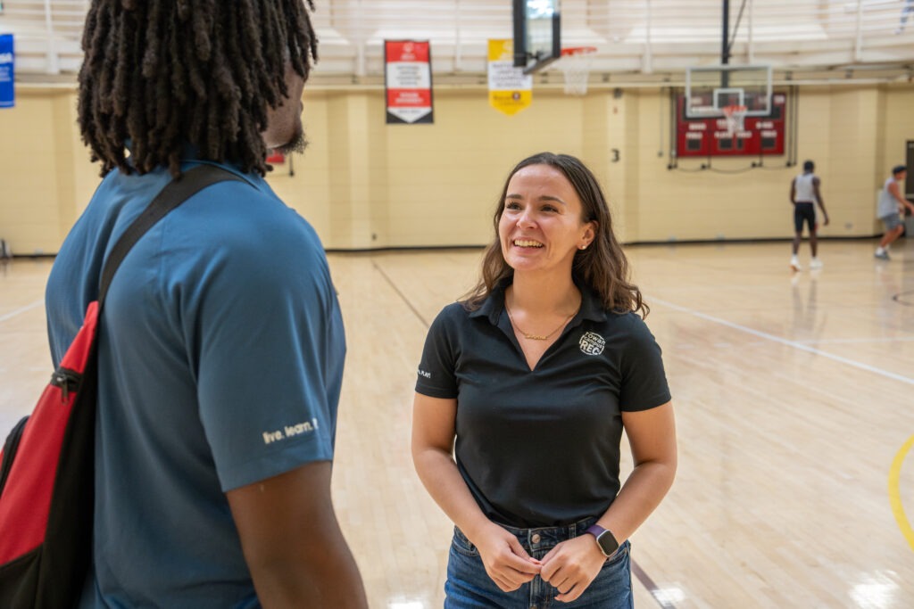 Wellness and lifestyle management graduate student applying leadership skills at Rowan Campus Rec.