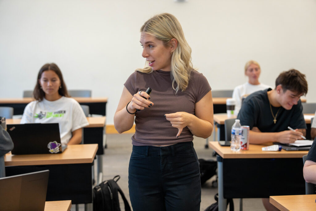 Online Ed.D. Candidate and Assistant Teaching Professor, Samantha L., in action in the classroom.