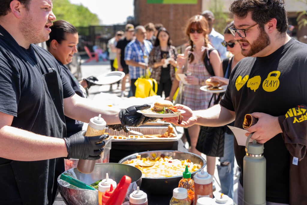 Small business food truck in action serving students at Rowan University.